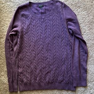 Talbots Plum Crew Neck Cable Knit Sweater
